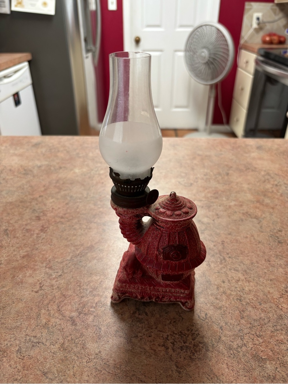 Vintage Wood Burning Stove Red Oil Lantern Decor Collectible